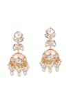 Curio Cottage_Gold Plated Stone Meira Dew Drop And Kundan Embellished Jhumkas _Online_at_Aza_Fashions