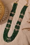 Shop_Curio Cottage_Green Stones Heritage Layered Long Necklace _at_Aza_Fashions