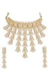 Curio Cottage_White Pearl Cascading Motif Embellished Choker Set _Online_at_Aza_Fashions