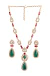 Curio Cottage_Multi Color Stone Tear Drop Pendant Necklace Set _Online_at_Aza_Fashions