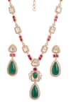 Buy_Curio Cottage_Multi Color Stone Tear Drop Pendant Necklace Set _Online_at_Aza_Fashions