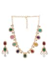 Shop_Curio Cottage_Multi Color Navratna Stone Necklace Set _Online_at_Aza_Fashions