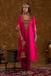 Buy_Ekavira_Pink Silk Embellished Coin Square Layla Choga With Salwar _at_Aza_Fashions