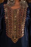 Ekavira_Blue Silk Embellished Coin Round Zahra Phiran With Cigarette Pant _Online_at_Aza_Fashions