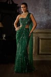 Buy Diyarajvvir Green Satin, Lycra, Tulle Sequins, Beads, Mermaid Pre-draped Saree With Blouse at Aza Fashions Buy_Diyarajvvir_Green Satin, Lycra, Tulle Sequins, Beads, Mermaid Pre-draped Saree With Blouse _at_Aza_Fashions