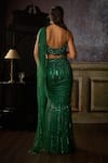 Shop Diyarajvvir Green Satin, Lycra, Tulle Sequins, Beads, Mermaid Pre-draped Saree With Blouse at Aza Fashions Shop_Diyarajvvir_Green Satin, Lycra, Tulle Sequins, Beads, Mermaid Pre-draped Saree With Blouse _at_Aza_Fashions