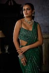 Buy Diyarajvvir Green Satin, Lycra, Tulle Sequins, Beads, Mermaid Pre-draped Saree With Blouse Online at Aza Fashions Buy_Diyarajvvir_Green Satin, Lycra, Tulle Sequins, Beads, Mermaid Pre-draped Saree With Blouse _Online_at_Aza_Fashions