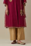 Buy_Bunka_Red Kurta Silk Chanderi Embroidered Zari V Neck Ambreen Work Pant Set 