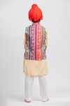 Shop_Mr Brat_Multi Color Kurta And Bundi Muslin Printed Floral Stripe & Set _at_Aza_Fashions