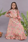 Buy_LA DEE DA_Pink Banarasi Jacquard Print Floral Blouse With Lehenga _at_Aza_Fashions