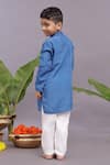 Shop_LA DEE DA_Blue Bamberg Silk Embroidery Floret Kurta With Pyjama _at_Aza_Fashions