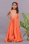 Buy_LA DEE DA_Orange Bamberg Silk Embroidery Floral Sequin Jumpsuit _at_Aza_Fashions