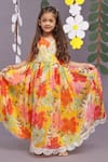 Buy_LA DEE DA_Yellow Organza Print Floral Bloom Anarkali _at_Aza_Fashions