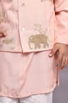 Shop_LA DEE DA_Pink Bamberg Silk Embroidery Jungle Motif Bundi Kurta Set _Online_at_Aza_Fashions