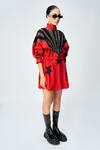 Buy_Shahin Mannan_Red Poplin Hand Embroidered Rays High Jacket Dress _Online_at_Aza_Fashions