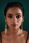 Buy_Zaza By Somya_Gold Plated Stone Ethereal Drops Geometric Studded Long Earrings _at_Aza_Fashions