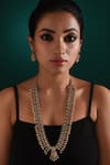 Zaza By Somya_Gold Plated Stone Divine Elegance Studded Fringe Long Necklace Set _Online_at_Aza_Fashions