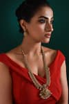 Buy_Zaza By Somya_Gold Plated Bead Cultural Opulence Carved Goddess Long Necklace Set _at_Aza_Fashions