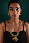 Zaza By Somya_Gold Plated Bead Cultural Opulence Carved Goddess Long Necklace Set _Online_at_Aza_Fashions