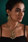 Buy_Zaza By Somya_Gold Plated Stone Mystic Heritage Carved Studded Necklace Set _at_Aza_Fashions