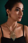 Buy_Zaza By Somya_Gold Plated Stone Regal Harmony Floral Bead Drop Necklace Set _at_Aza_Fashions