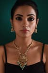 Zaza By Somya_Gold Plated Stone Regal Harmony Floral Bead Drop Necklace Set _Online_at_Aza_Fashions