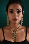 Zaza By Somya_Gold Plated Stone Majestic Deity Studded Necklace Set _Online_at_Aza_Fashions