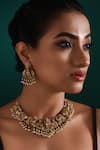 Buy_Zaza By Somya_Gold Plated Stone Sacred Aura Peacock Carved Necklace Set _at_Aza_Fashions