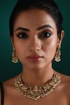 Zaza By Somya_Gold Plated Stone Sacred Aura Peacock Carved Necklace Set _Online_at_Aza_Fashions