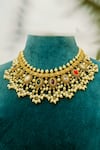 Shop_Zaza By Somya_Gold Plated Stone Sanskriti Splendor Embellished Necklace Set _at_Aza_Fashions