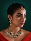 Zaza By Somya_Gold Plated Stone Sanskriti Splendor Embellished Necklace Set _Online_at_Aza_Fashions