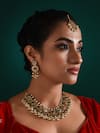 Buy_Zaza By Somya_Gold Plated Stone Sanskriti Splendor Embellished Necklace Set _Online_at_Aza_Fashions