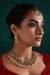 Shop_Zaza By Somya_Gold Plated Stone Sanskriti Splendor Embellished Necklace Set _Online_at_Aza_Fashions