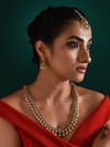 Zaza By Somya_Gold Plated Stone Heritage Bliss Studded Necklace Set _at_Aza_Fashions