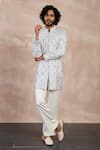Buy_Arjan Dugal_Ivory Chanderi Silk Embroidery Mosaic Flora Kurta With Pant _at_Aza_Fashions