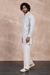 Buy_Arjan Dugal_Ivory Chanderi Silk Embroidery Mosaic Flora Kurta With Pant _Online_at_Aza_Fashions