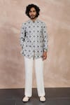 Buy_Arjan Dugal_Ivory Chanderi Silk Embroidery Folklore Bloom Kurta With Pant _at_Aza_Fashions