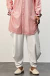 Arjan Dugal_Pink Chanderi Silk Embroidery Ditsy Bloom Jaal Kurta With Dhoti Pant _Online_at_Aza_Fashions