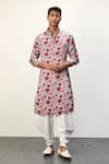 Buy_Arjan Dugal_Multi Color Modal Print Peonies Classic Kurta With Draped Pant _at_Aza_Fashions