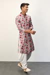 Shop_Arjan Dugal_Multi Color Modal Print Peonies Classic Kurta With Draped Pant _at_Aza_Fashions