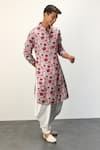 Buy_Arjan Dugal_Multi Color Modal Print Peonies Classic Kurta With Draped Pant _Online_at_Aza_Fashions