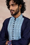 Buy_Arjan Dugal_Blue Chanderi Silk, Viscose Embroidery Chintz Print Kurta With Pant _Online_at_Aza_Fashions
