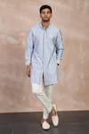 Buy_Arjan Dugal_Pink Cotton Satin Print Big Flower Straight Kurta With Pant _at_Aza_Fashions