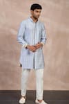 Shop_Arjan Dugal_Pink Cotton Satin Print Big Flower Straight Kurta With Pant _Online_at_Aza_Fashions
