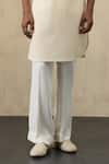 Buy_Arjan Dugal_Off White Organza Embroidery Star Straight Kurta With Pant _Online_at_Aza_Fashions