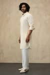 Shop_Arjan Dugal_Off White Organza Embroidery Star Straight Kurta With Pant _Online_at_Aza_Fashions