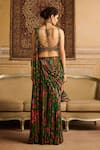 Shop_DiyaRajvvir_Green Crepe Printed Floral Round Pre-draped Saree Set _at_Aza_Fashions