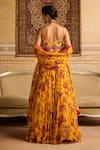 Shop_DiyaRajvvir_Yellow Crepe And Satin Organza Printed Floral Jaal Scoop Embroidered Lehenga Set _at_Aza_Fashions