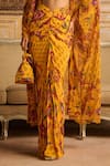 DiyaRajvvir_Yellow Crepe Printed Floral Scoop Embroidered Cape Draped Skirt Set _Online_at_Aza_Fashions