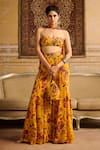 Buy_DiyaRajvvir_Yellow Crepe Printed Floral Jaal Sweetheart Blouse Gharara Set _at_Aza_Fashions